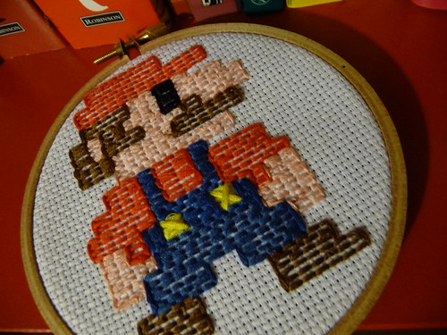 Retro 8 bit Mario embroidery