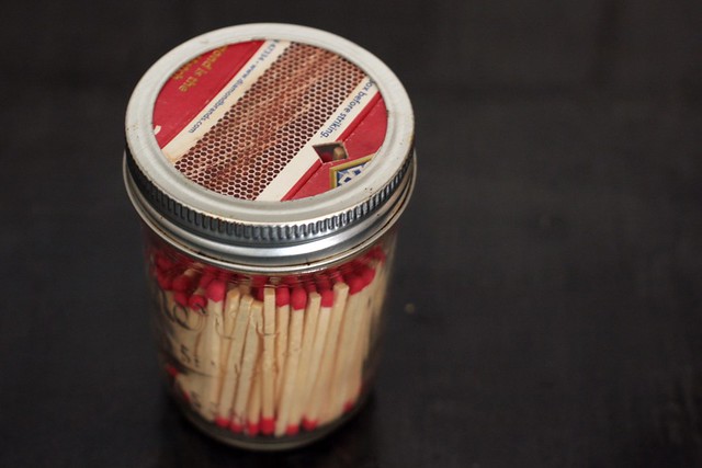 matches in a mason jar