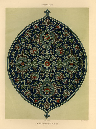 009-Arabescos-panel de ceramica ovoide-L'art arabe d'apres les monuments du Kaire…Vol 2-1877- Achille Prisse d'Avennes y otros.