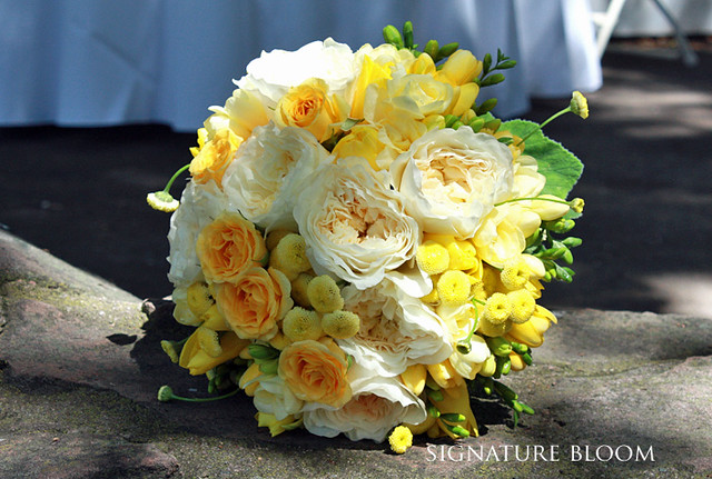 This spring bridal bouquet is made of patience Garden Roses Spray Roses 