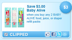  Baby Alive Food, Juice, Or Diaper Refill Packs Coupon
