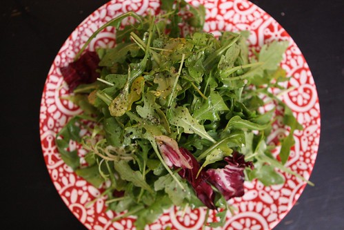 Arugula and Baby Greens with Olive Oil, Salt, and Black Pepper