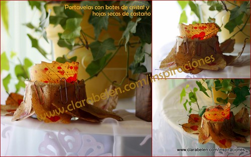 Manualides: portavelas para centro de mesa con botes de cristal reciclados  y hojas secas