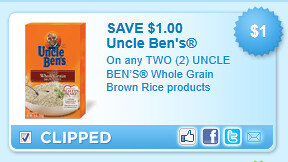 Uncle Bens Whole Grain Brown Rice Products Coupon