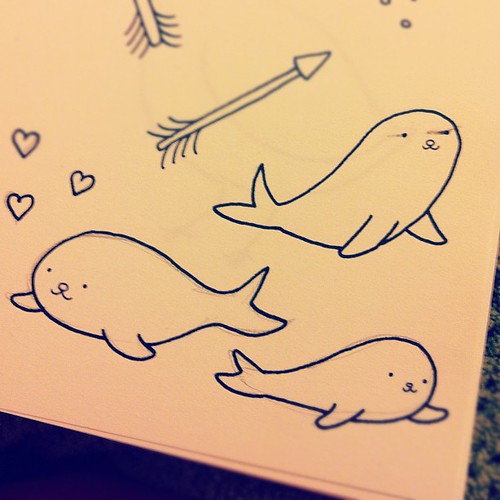 Baby seals art from my sketchbook.