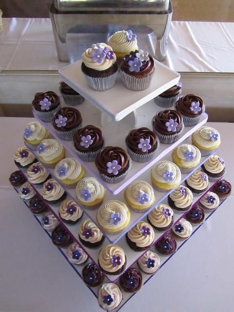 Purple Gradient Wedding Cupcake Tower