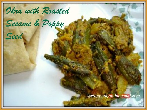 Okra Curry with roasted sesame and poppy seed