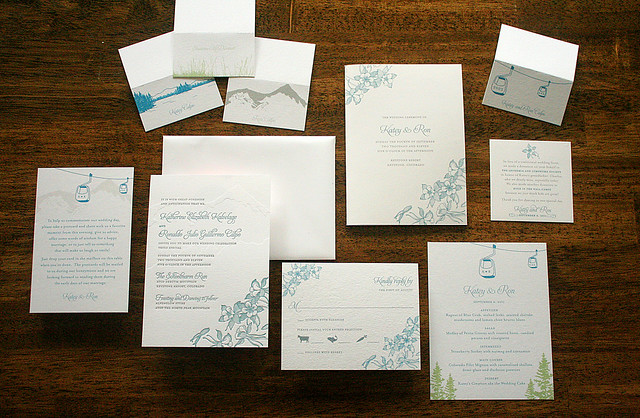 Colorado Mountain Letterpress Wedding Invitations