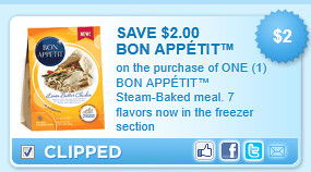 Bon Apptit Steam-baked Meal. 7 Flavors Now In The Freezer Section Coupon