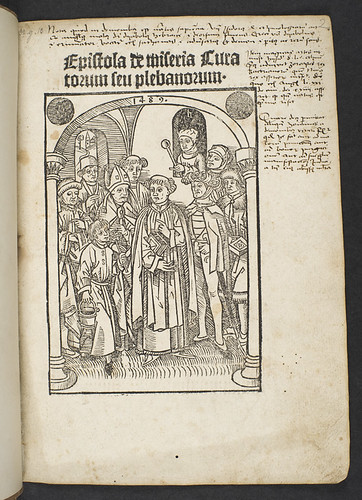 Illustrated title-page of Epistola de miseria curatorum