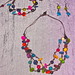 Tagua set of multicolor m&m style bracelet, necklace and earrings