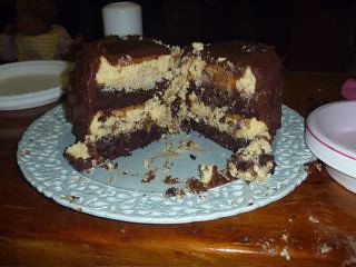 Caramel Chocolate Cake Cheesecake innards