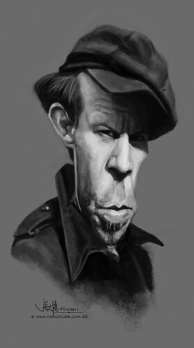 digital caricature of Tom Waits