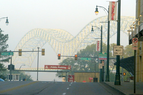 View of the Hernando DeSoto Bridge from Poplar Ave