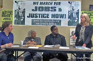Left to right, Colleen Davidson, Dr. Helena Hicks, Rev. Cortly "C.D." Witherspoon, Sharon Black at the January 4, 2012 press conference announcing the 'March for Jobs.' The activists marched from Baltimore to Washington, D.C.  by Pan-African News Wire File Photos