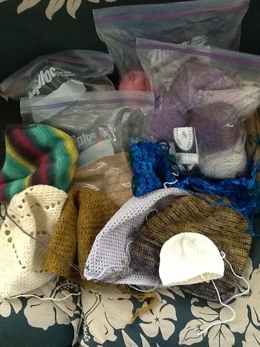 Hats in the 'to finish' pile