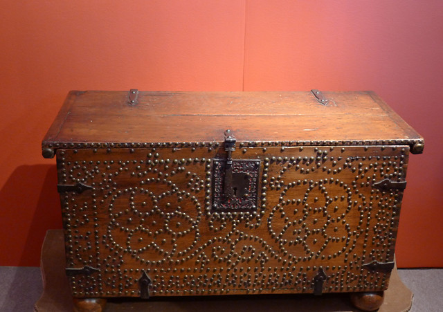 Mexican Wedding Chestjpg Mexican wood marriage chest with iron nailheads 
