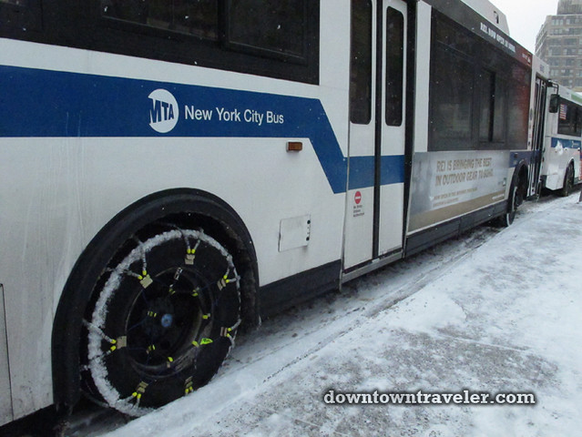 NYC Snowstorm January 2012 MTA Bus Snow Tires