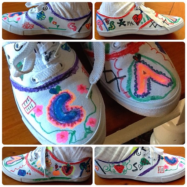 My 8 year-old daughter's new original tread! #shoes #handdrawn