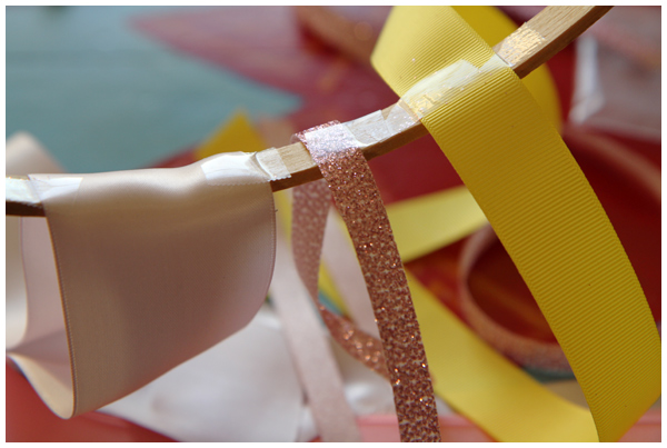 Making a ribbon chandelier with an embroidery hoop