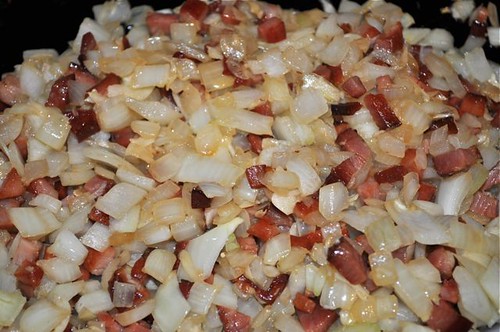 chickpea pasta sauce/cooked onion