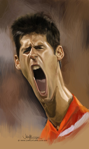 digital caricature of Novak Djokovic