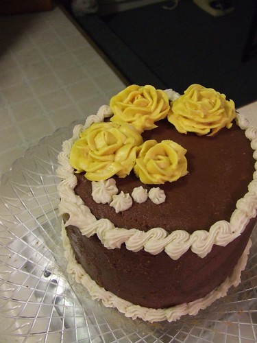 Chocolate cake -- First decorative icing