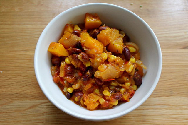 Pumpkin, bean & corn stew