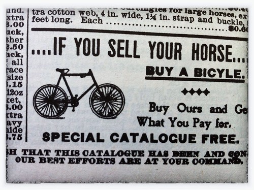 If you sell your horse, buy a bicycle: Sears Roebuck catalogue, 1897
