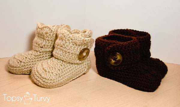 Crochet Wrap Around Button Infant Boots baby booties free pattern