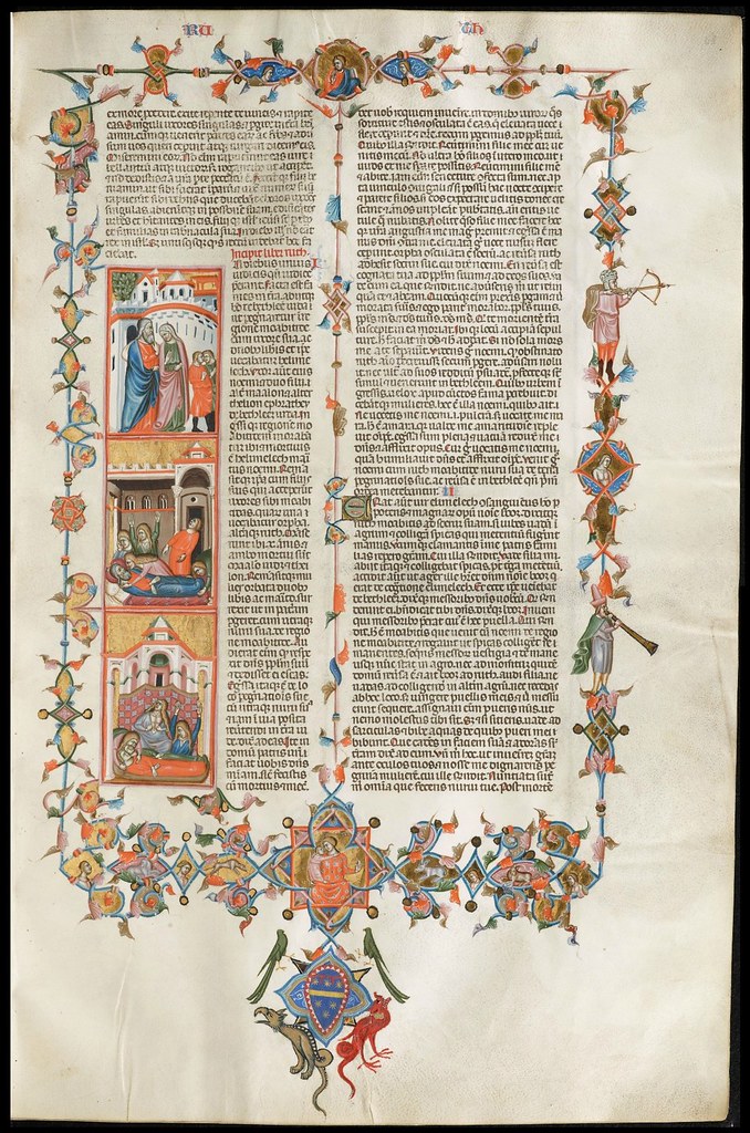 parchment bible manuscript page - highly decorated