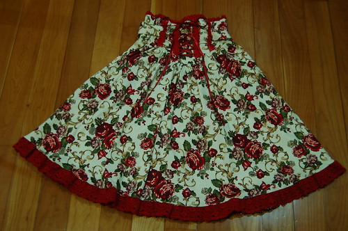 Lolita Closet Count! Skirts: Red - Bodyline Floral High Waist Skirt
