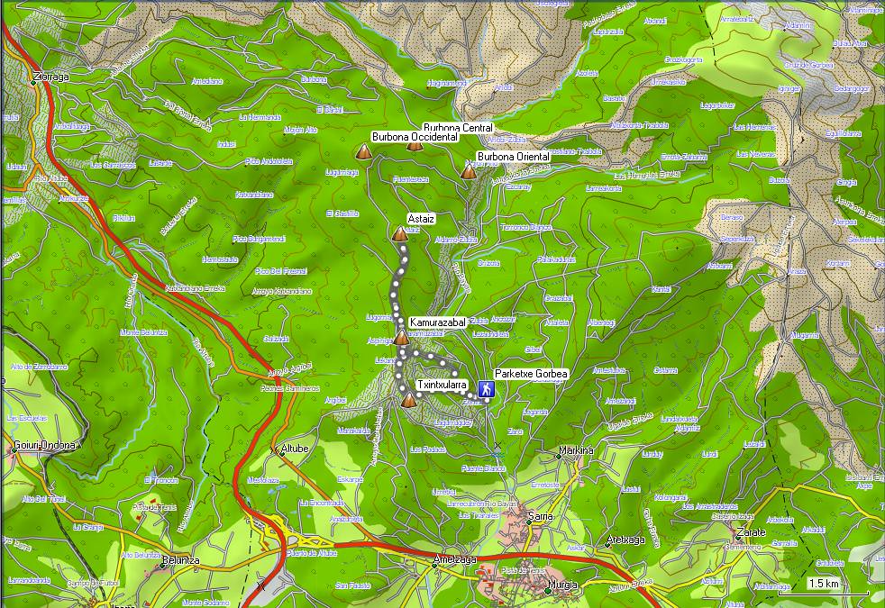 Mapa 2011_12_24 Astaiz y Txintxularra desde Sarria