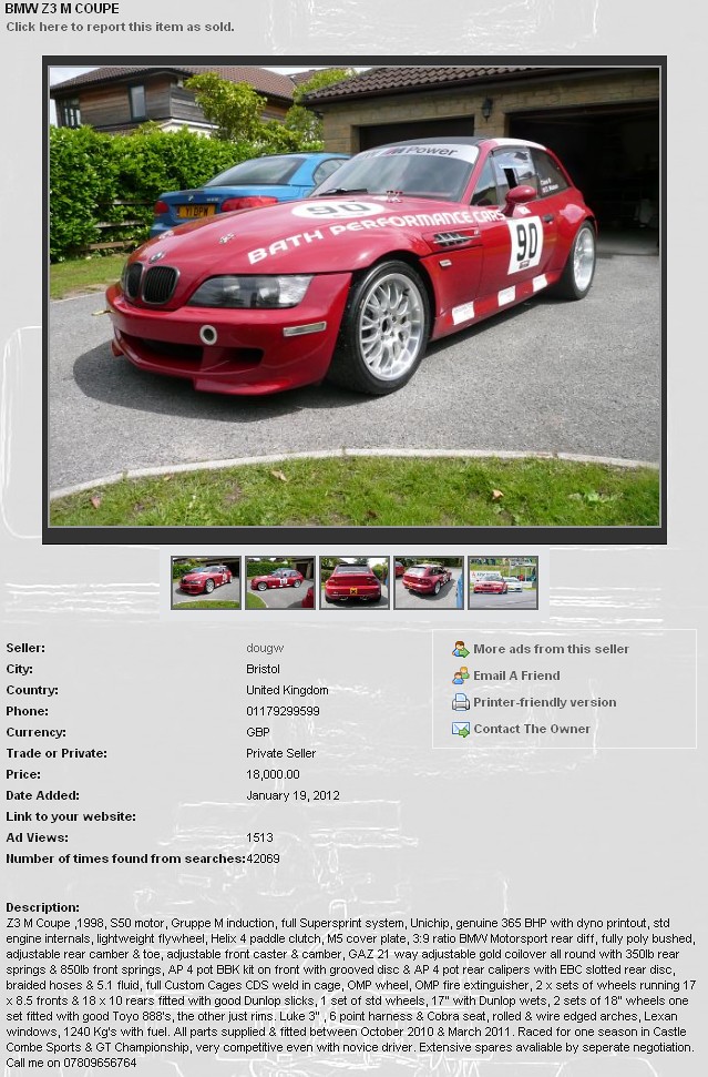 1998 M Coupe | Imola Red | Imola/Black | Ad Screenshot