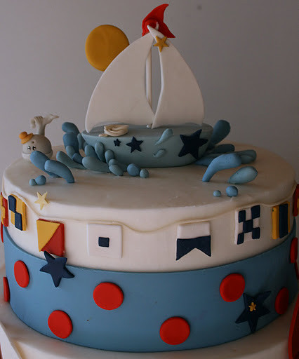 Sailboat-Sail Flags Cake | This was a 3 (12” 10” and 8”) tie 