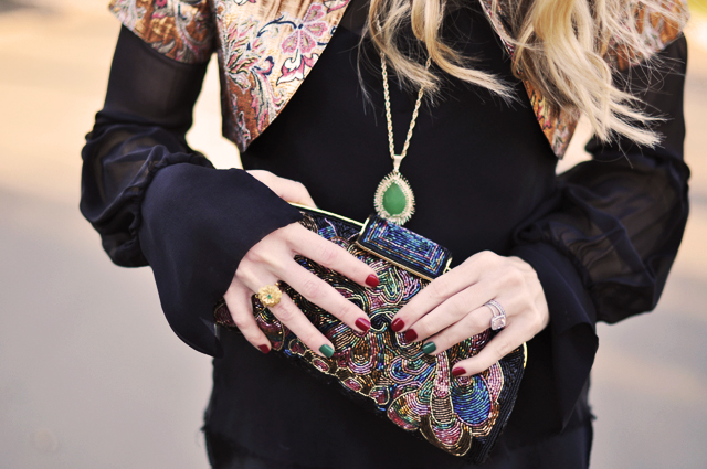 details-accessories -  vintage  beaded clutch-rings-nails-necklace
