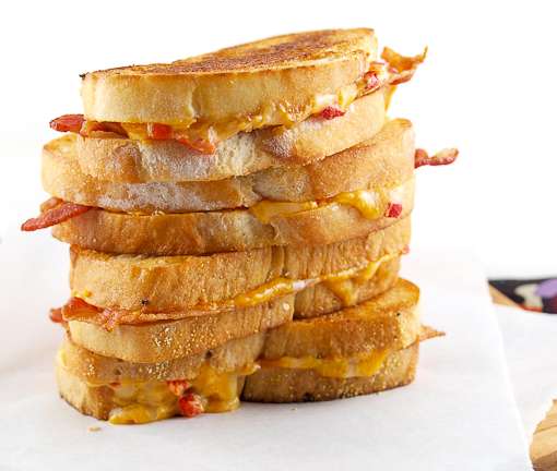 Four-Cheese Grilled Pimento Cheese and Bacon Sandwiches