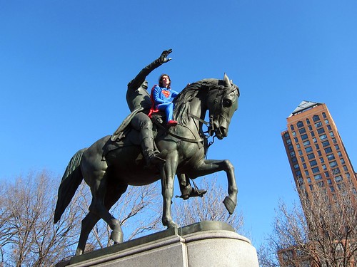 Superman saddles up with George Washington in Union Square Park