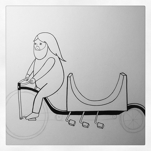 Mini ramp long penny farthling bike doodle by Michael C. Hsiung
