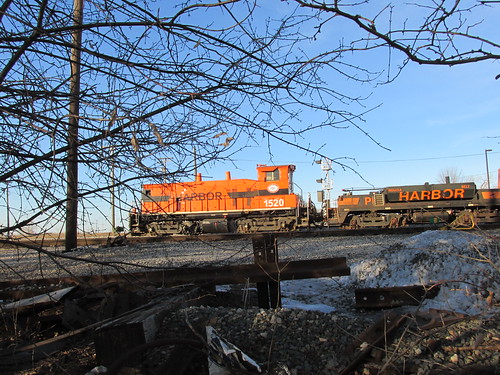 Indiana Harbor Belt Railroad EMD switcher # 1520 and slug unit idling at the IHB Argo Yard.  Summit Illinois.  March 2014. by Eddie from Chicago