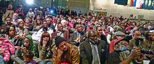 Capacity crowd demands freedom for Mumia Abu-Jamal in Philadelphia. The award-winning journalist has been incarcerated on death row for nearly three decades. by Pan-African News Wire File Photos