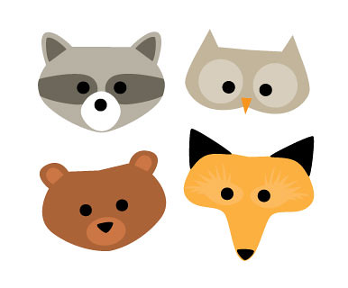 fox mask face mask  raccoon mask kids mask diy owl bear mask