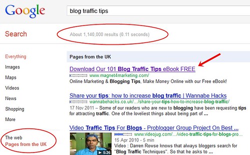 Blog Traffic Tips search phrase