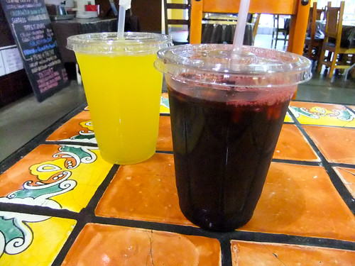 Blue Corn Iced Tea and Passion Fruit Juice, Mo-Chica