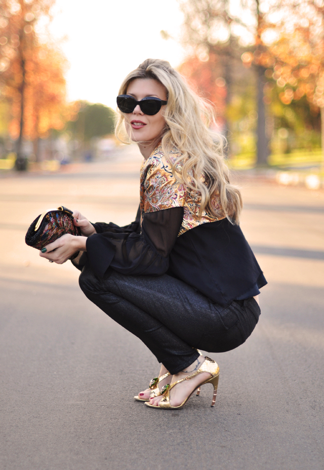 black and gold outfit-j brand jeans