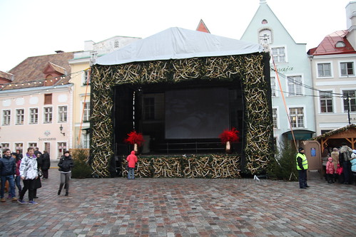 Makeshift stage at the Christmas Market
