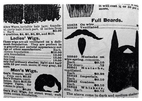 Wigs, goatees, beards and mustaches: Sears Roebuck, 1897