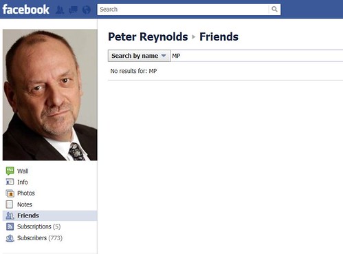 Peter Reynolds with no more MPs on his Facebook Friends List
