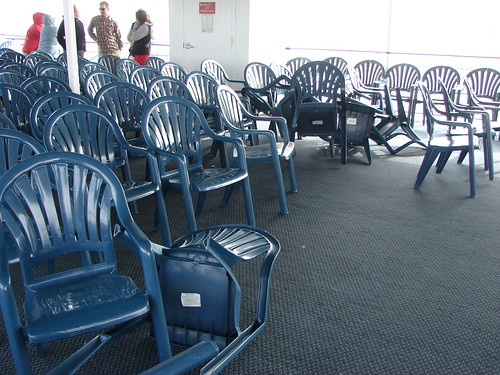 Windblown deck chairs