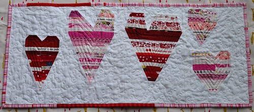 finished heart table runner